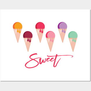 Rainbow ice cream cones Sweet summer Posters and Art